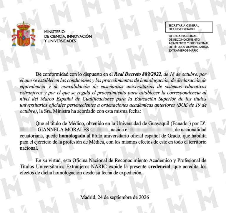 HOMOLOGACIÓN DE TÍTULO UNIVERSITARIO
