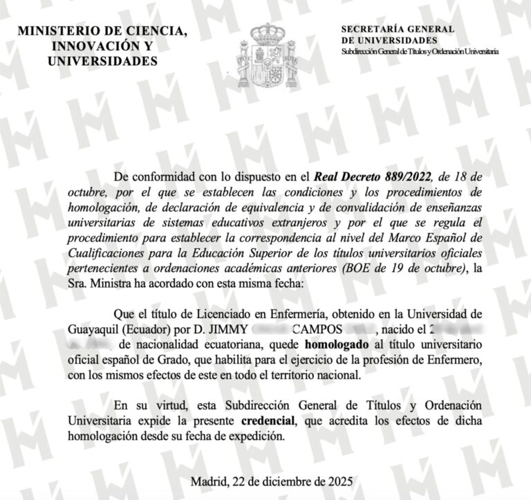 HOMOLOGACIÓN DE TÍTULO UNIVERSITARIO