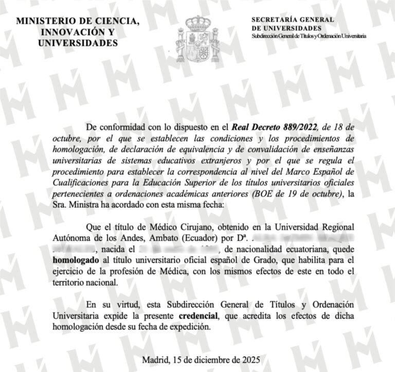 HOMOLOGACIÓN DE TÍTULO UNIVERSITARIO