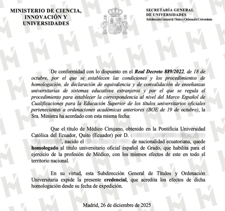 HOMOLOGACIÓN DE TÍTULO UNIVERSITARIO