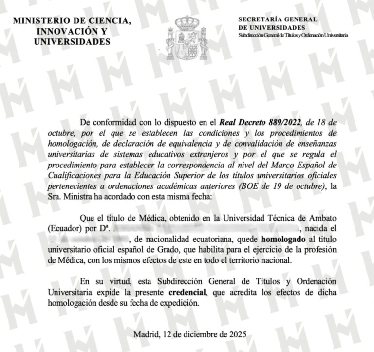 HOMOLOGACIÓN DE TÍTULO UNIVERSITARIO