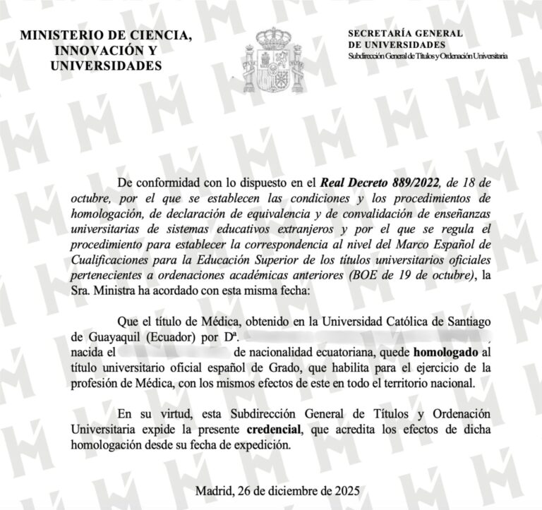 HOMOLOGACIÓN DE TÍTULO UNIVERSITARIO