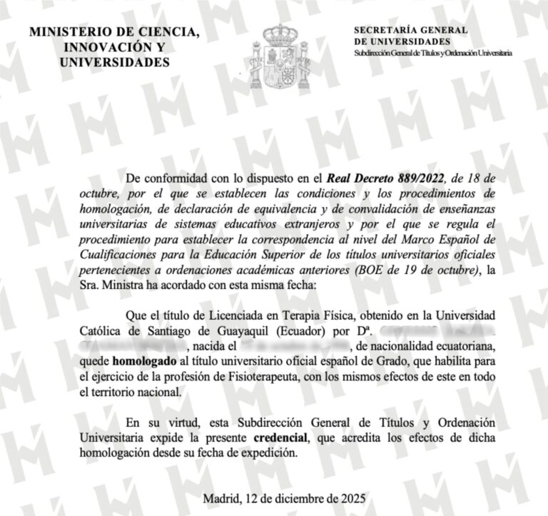 HOMOLOGACIÓN DE TÍTULO UNIVERSITARIO