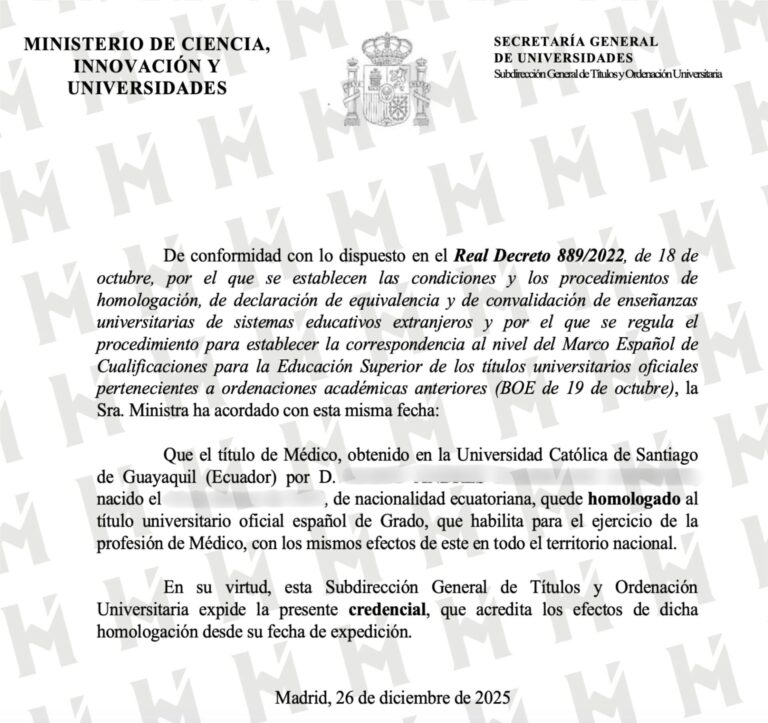 HOMOLOGACIÓN DE TÍTULO UNIVERSITARIO