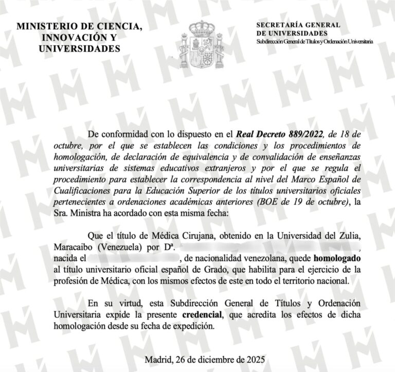 HOMOLOGACIÓN DE TÍTULO UNIVERSITARIO