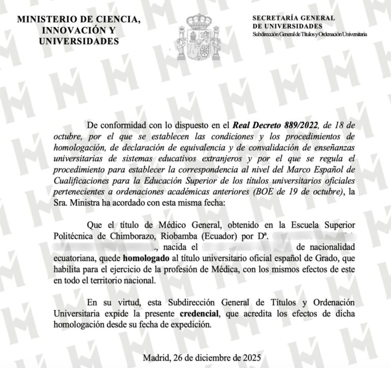 HOMOLOGACIÓN DE TÍTULO UNIVERSITARIO