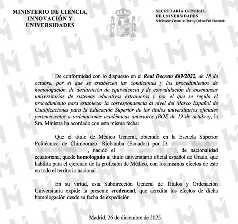 HOMOLOGACIÓN DE TÍTULO UNIVERSITARIO