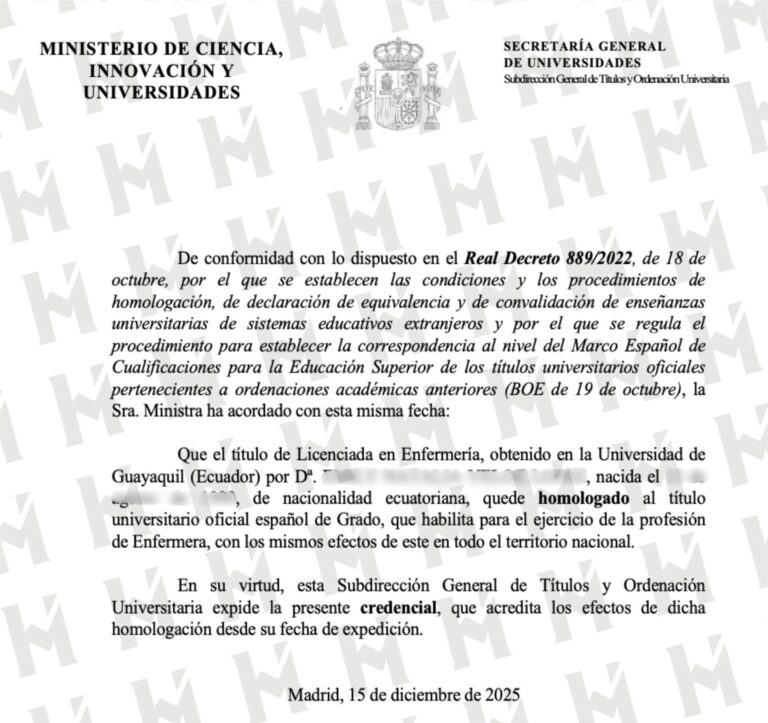 HOMOLOGACIÓN DE TÍTULO UNIVERSITARIO