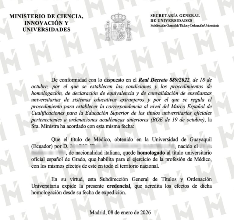 HOMOLOGACIÓN DE TÍTULO UNIVERSITARIO