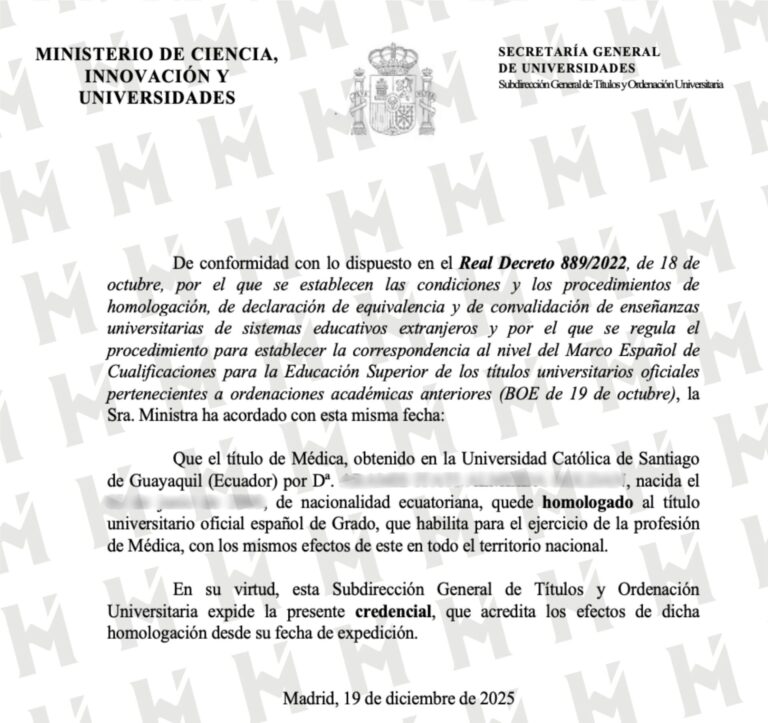 HOMOLOGACIÓN DE TÍTULO UNIVERSITARIO