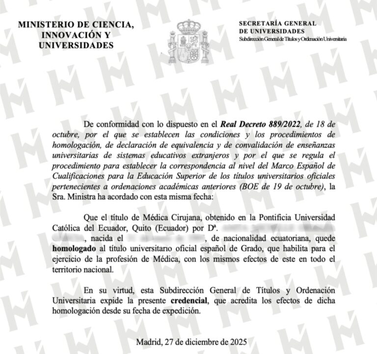 HOMOLOGACIÓN DE TÍTULO UNIVERSITARIO