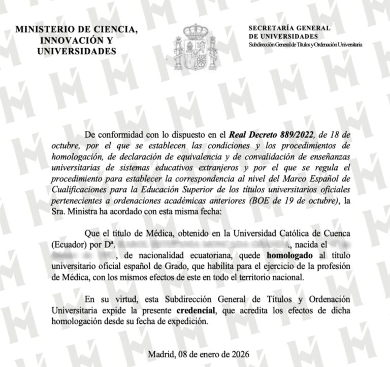 HOMOLOGACIÓN DE TÍTULO UNIVERSITARIO