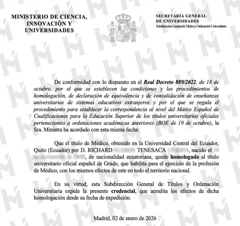 HOMOLOGACIÓN DE TÍTULO UNIVERSITARIO