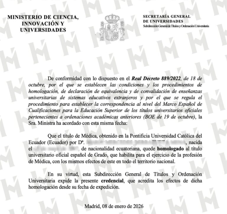 HOMOLOGACIÓN DE TÍTULO UNIVERSITARIO