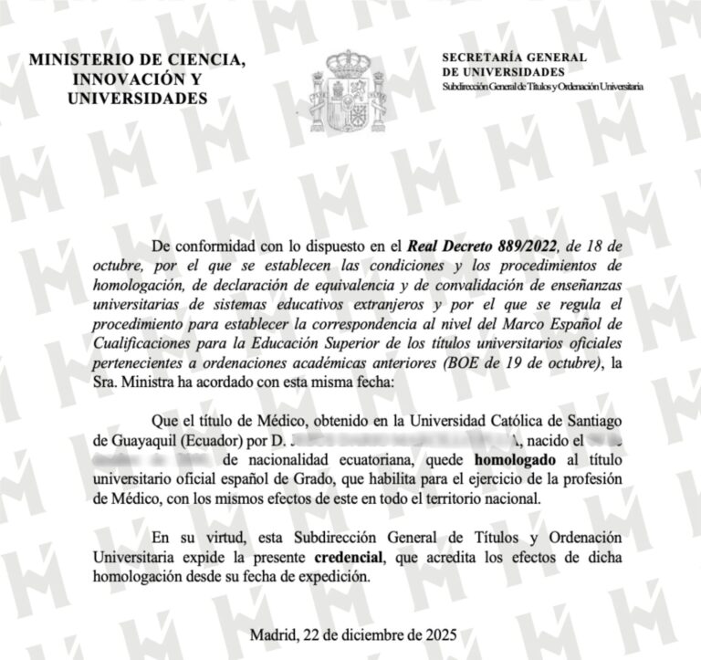 HOMOLOGACIÓN DE TÍTULO UNIVERSITARIO