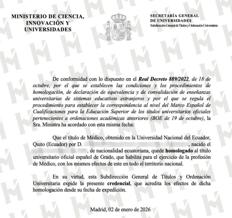 HOMOLOGACIÓN DE TÍTULO UNIVERSITARIO