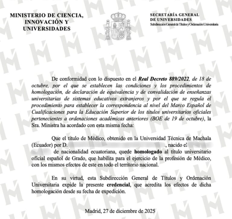 HOMOLOGACIÓN DE TÍTULO UNIVERSITARIO