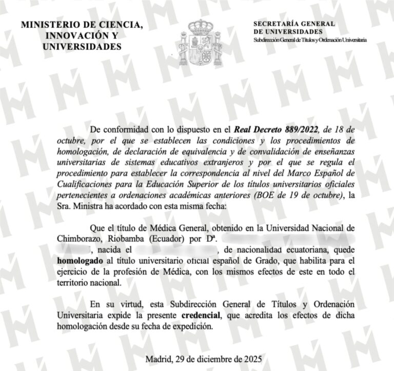 HOMOLOGACIÓN DE TÍTULO UNIVERSITARIO