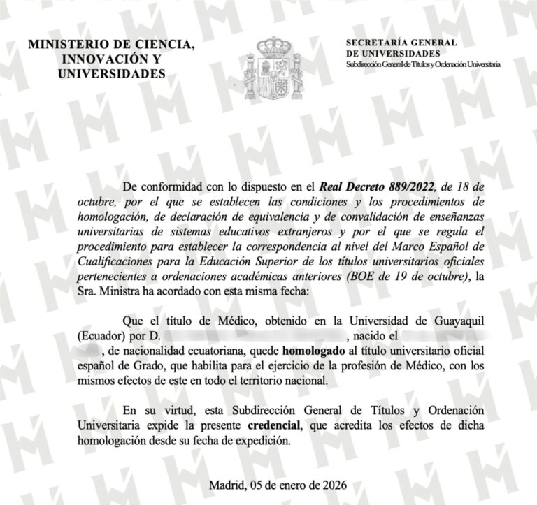 HOMOLOGACIÓN DE TÍTULO UNIVERSITARIO