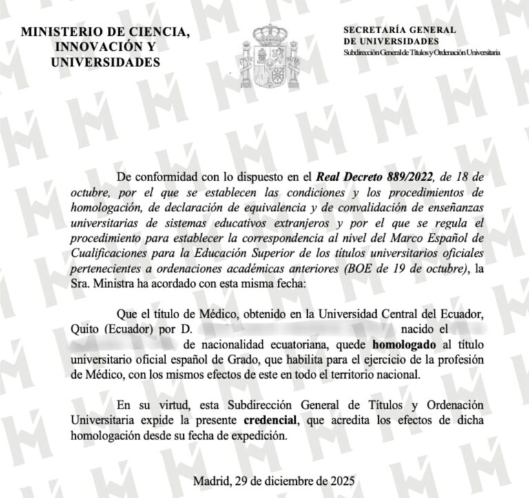 HOMOLOGACIÓN DE TÍTULO UNIVERSITARIO