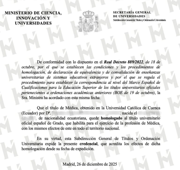 HOMOLOGACIÓN DE TÍTULO UNIVERSITARIO