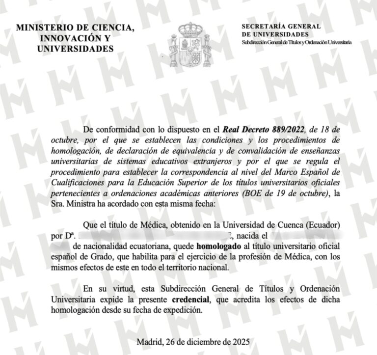 HOMOLOGACIÓN DE TÍTULO UNIVERSITARIO