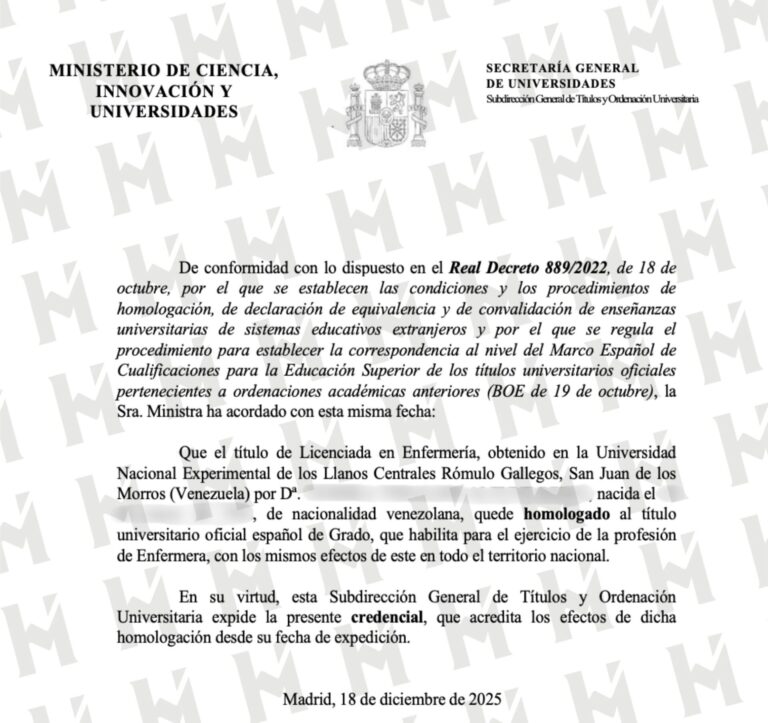 HOMOLOGACIÓN DE TÍTULO UNIVERSITARIO