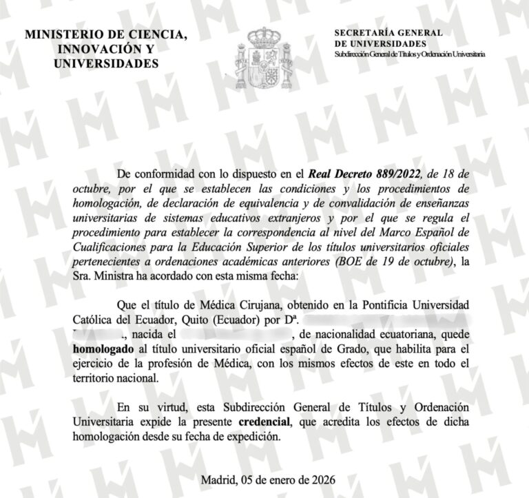 HOMOLOGACIÓN DE TÍTULO UNIVERSITARIO