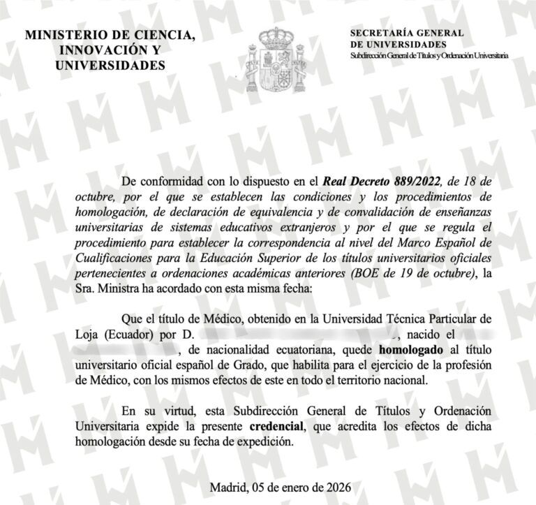 HOMOLOGACIÓN DE TÍTULO UNIVERSITARIO