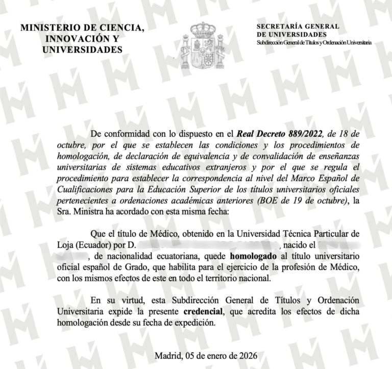 HOMOLOGACIÓN DE TÍTULO UNIVERSITARIO