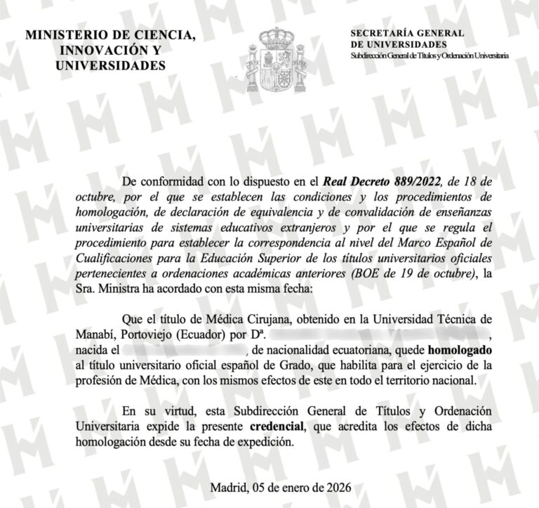 HOMOLOGACIÓN DE TÍTULO UNIVERSITARIO