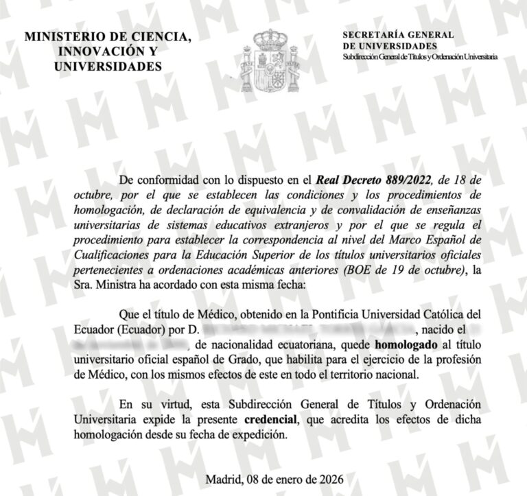 HOMOLOGACIÓN DE TÍTULO UNIVERSITARIO