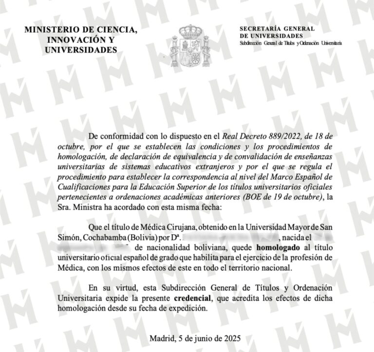 HOMOLOGACIÓN DE TÍTULO EN ESPAÑA