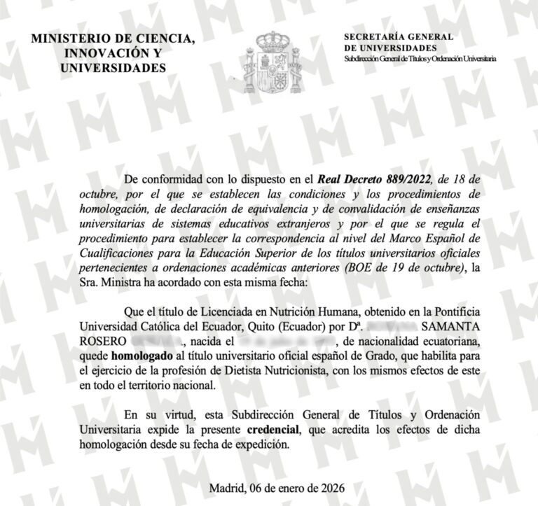 HOMOLOGACIÓN DE TÍTULO UNIVERSITARIO