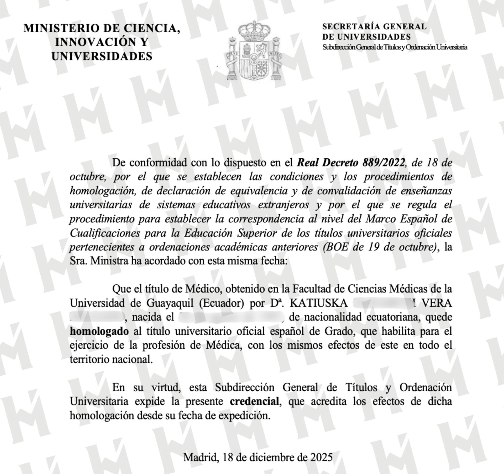 Credencial / Resolución de NOMBRE