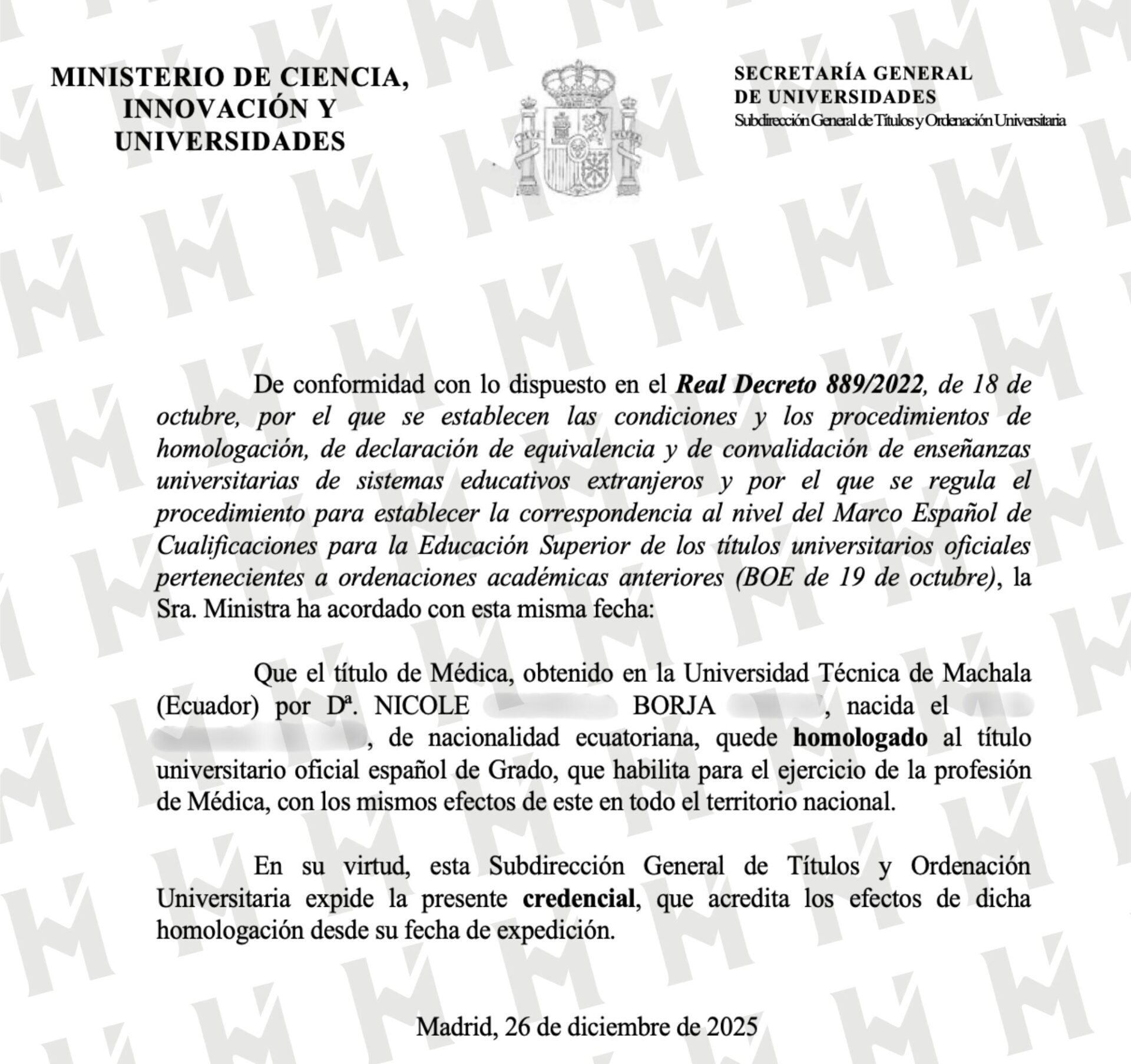 Credencial / Resolución de NOMBRE