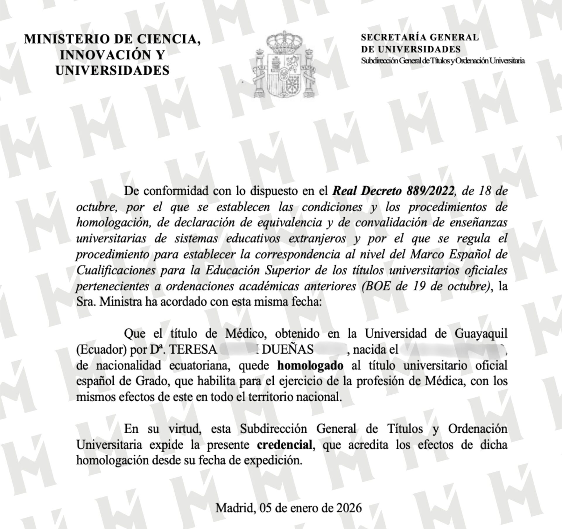 Credencial / Resolución de NOMBRE