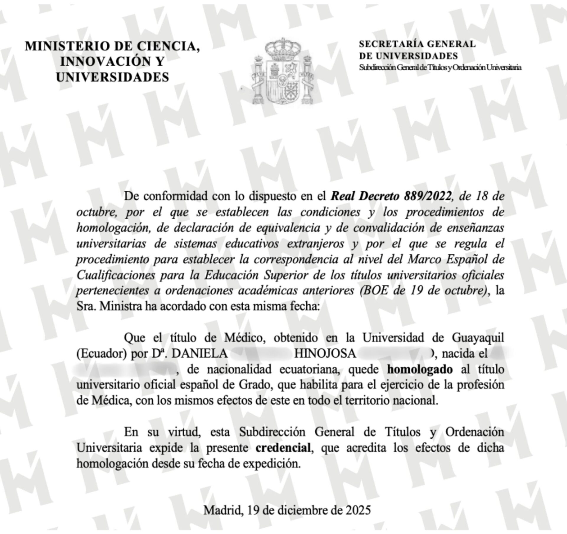 Credencial / Resolución de NOMBRE