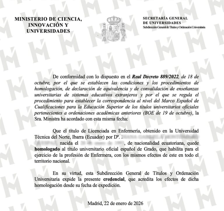 HOMOLOGACIÓN DE TÍTULO UNIVERSITARIO