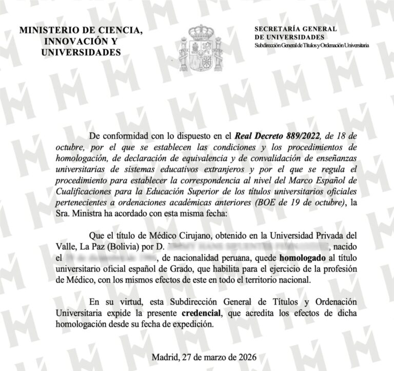 HOMOLOGACIÓN DE TÍTULO UNIVERSITARIO