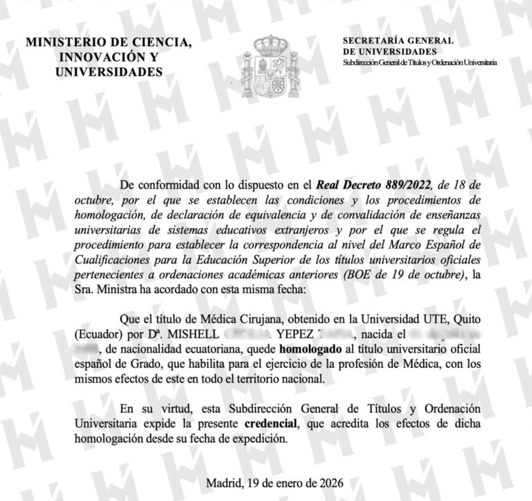 HOMOLOGACIÓN DE TÍTULO UNIVERSITARIO