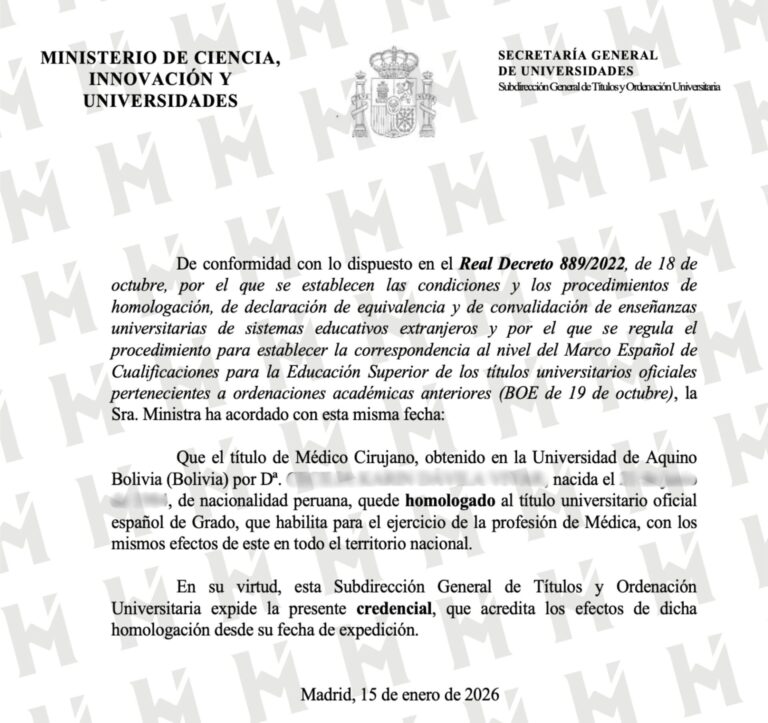 HOMOLOGACIÓN DE TÍTULO UNIVERSITARIO