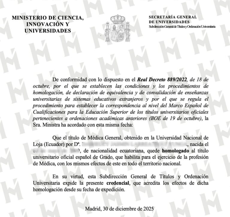 HOMOLOGACIÓN DE TÍTULO UNIVERSITARIO