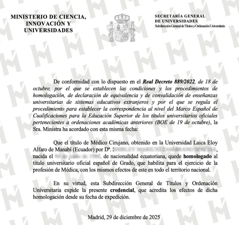 HOMOLOGACIÓN DE TÍTULO UNIVERSITARIO