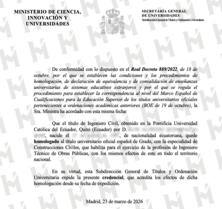 HOMOLOGACIÓN DE TÍTULO UNIVERSITARIO