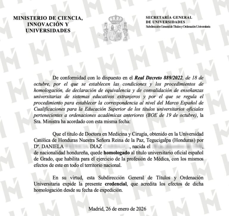 HOMOLOGACIÓN DE TÍTULO UNIVERSITARIO