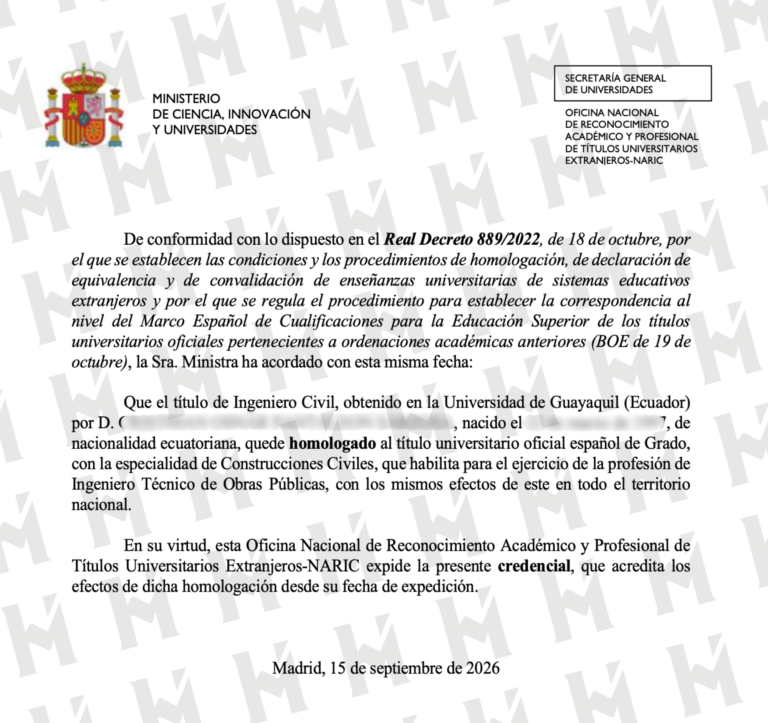 HOMOLOGACIÓN DE TÍTULO UNIVERSITARIO