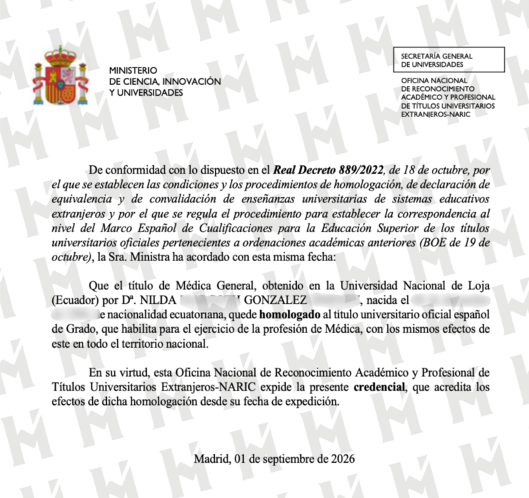 HOMOLOGACIÓN DE TÍTULO UNIVERSITARIO