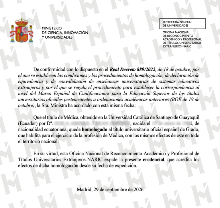 HOMOLOGACIÓN DE TÍTULO UNIVERSITARIO