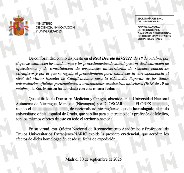 HOMOLOGACIÓN DE TÍTULO UNIVERSITARIO